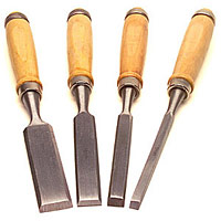 eSalesUSA 4 Chisels Wood Handles Carving Craft Hobby Repair Tools4CHIS